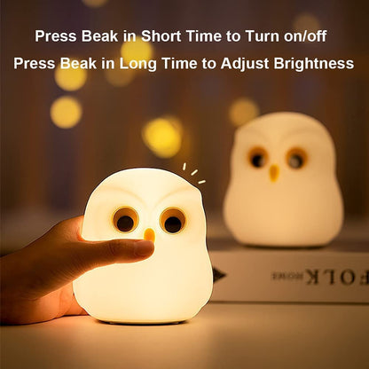 Owl Silicone Touch Colour Changing LED Lamp | 2 Modes - Warm Light & Color Changing | Brightness Control | USB Rechargeable | Batteries not Required | 7 Colorful Mode |