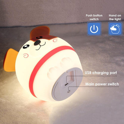 Dog White Brown (Design A) Silicone Touch Colour Changing LED Lamp | USB Rechargeable | Batteries not Required | 7 Colorful Light Mode | Soft Silicone |