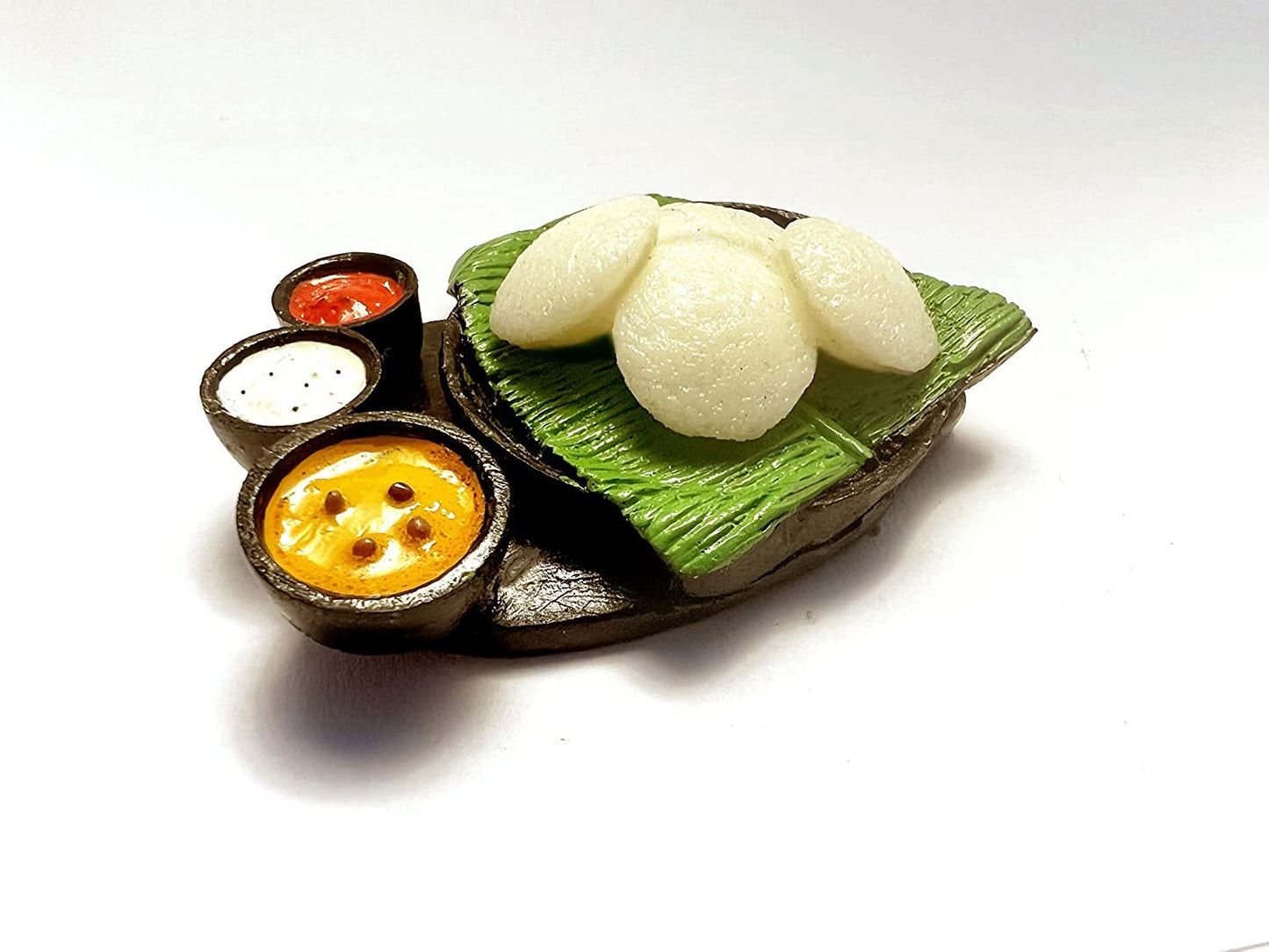 Idli with Chutney (South Indian Food) 3D Fridge Magnet | Miniature Food | Souvenir Gift | Made of Ceramic | Hand Painted | Made in India | Miniatures | Delicious Indian Foods |