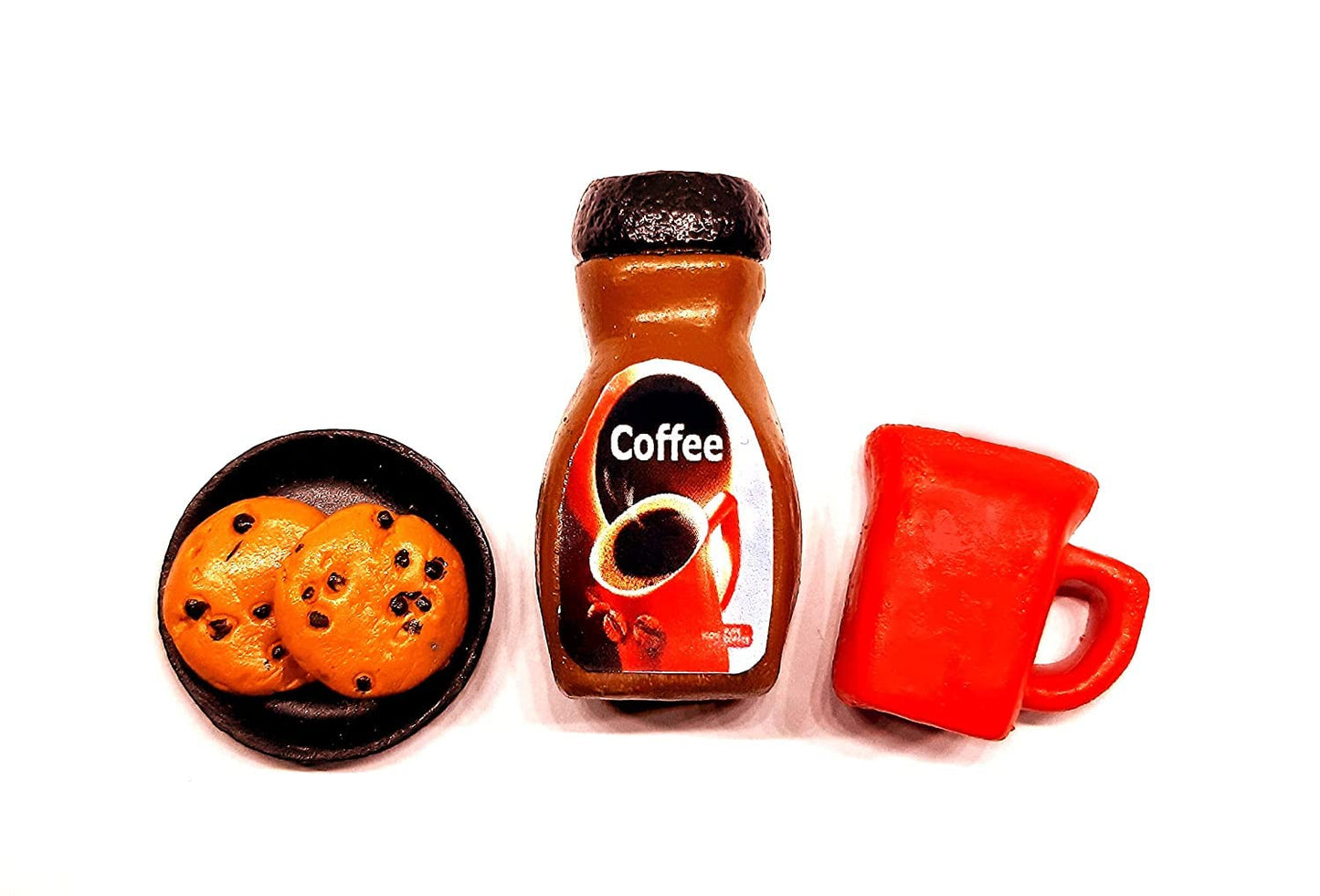 Coffee Lovers (Cookies, Coffee Mug, Jar) 3D Fridge Magnet | Set of 3 | Souvenir Gift | Made of Ceramic | Hand Painted | Made in India | Miniatures | Delicious Indian Foods |