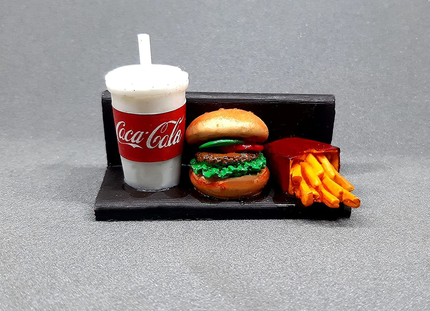 Happy Meal (Burger, Fries, Coca Cola) 3D Fridge Magnet | Set of 3 | Souvenir Gift | Made of Ceramic | Hand Painted | Made in India | Miniatures | Delicious Indian Foods |