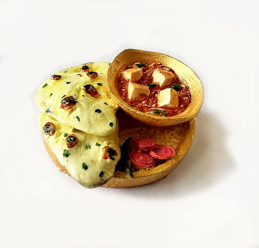 Naan with Paneer & Onions 3D Fridge Magnet | Miniature Food | Souvenir Gift | Made of Ceramic | Hand Painted | Made in India | Miniatures | Delicious Indian Foods |