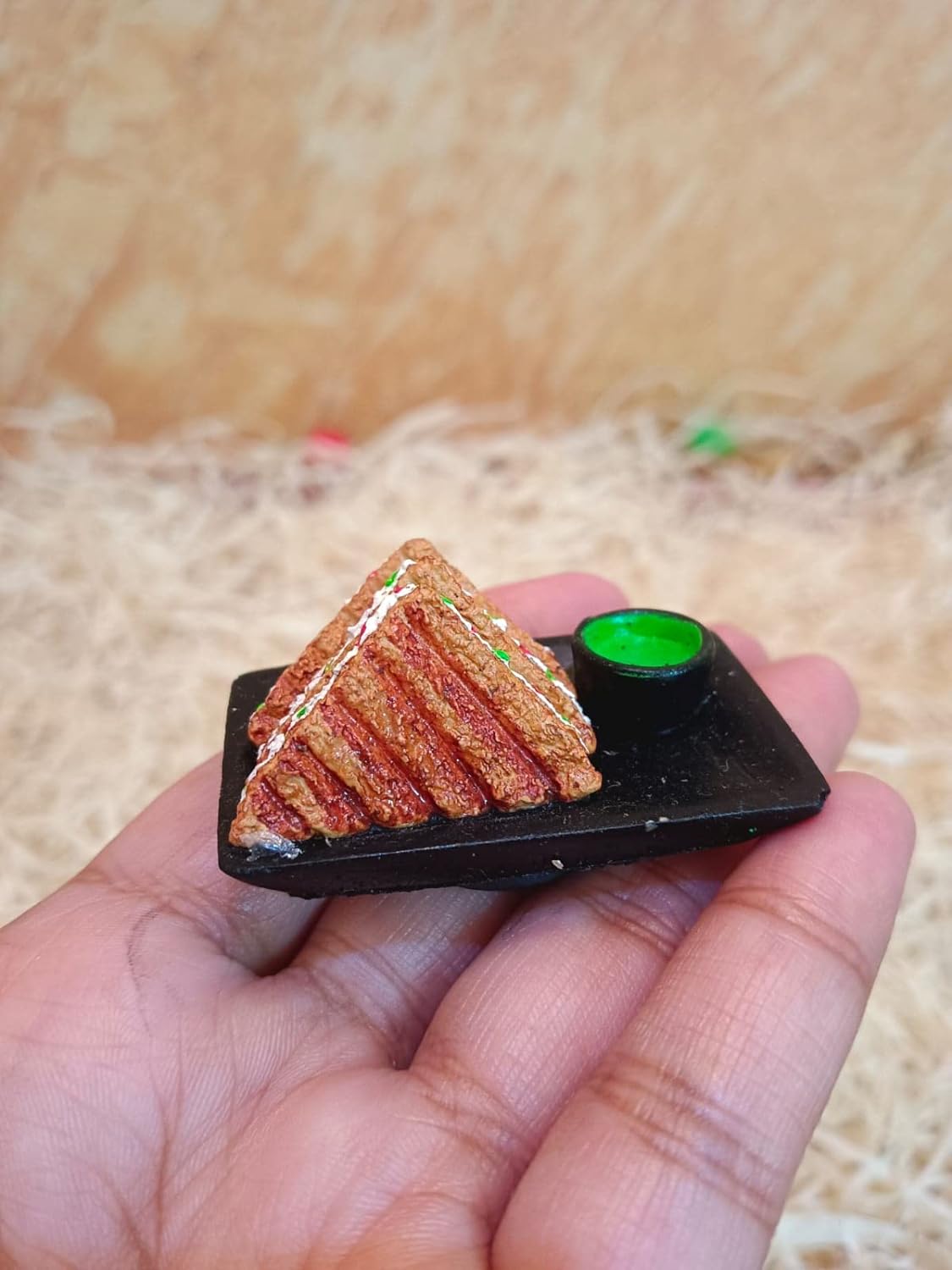 Grilled Sandwich 3D Fridge Magnet | Miniature Food | Souvenir Gift | Made of Ceramic | Hand Painted | Made in India | Miniatures | Delicious Indian Foods |