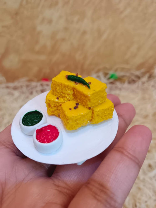 Dhokla 3D Fridge Magnet | Miniature Food | Souvenir Gift | Made of Ceramic | Hand Painted | Made in India | Miniatures | Delicious Indian Foods |