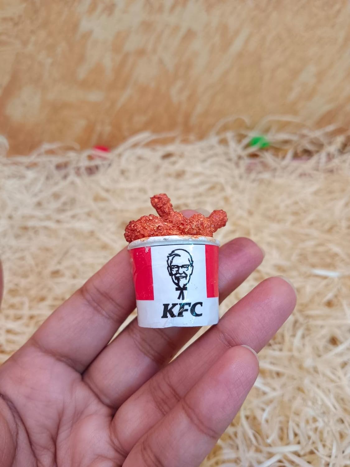 Chicken Bucket 3D Fridge Magnet | Miniature Food | Souvenir Gift | Made of Ceramic | Hand Painted | Made in India | Miniatures | Delicious Indian Foods |