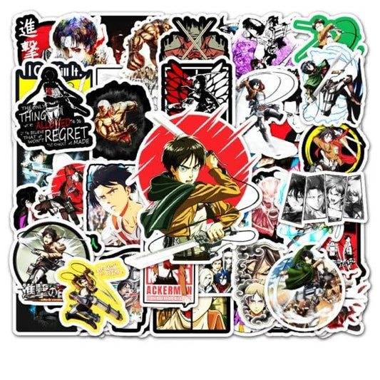 AOT Vinyl Stickers | 50 Pieces | Reusable | Good for Laptop, MacBook, Mobile Phone, Refrigerator, Notebook, Closet | Waterproof Stickers |