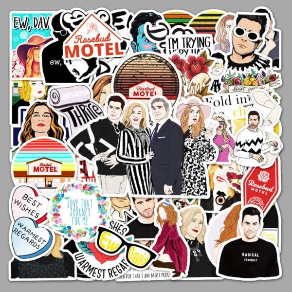 Schitt's Creek Vinyl Stickers | 50 Pieces | Reusable | Good for Laptop, MacBook, Mobile Phone, Refrigerator, Notebook, Closet | Waterproof Stickers |