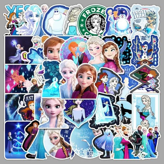 Frozen (Elsa, Ana & Friends) Vinyl Stickers| 50 Pieces | Reusable | Good for Laptop, MacBook, Mobile Phone, Refrigerator, Notebook, Closet | Waterproof Stickers |