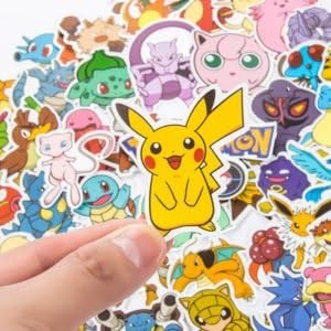 Pokemon Pikachu Kids Cartoon Vinyl Stickers | 50 Pieces | Reusable | Good for Laptop, MacBook, Mobile Phone, Refrigerator, Notebook, Closet | Waterproof Stickers |