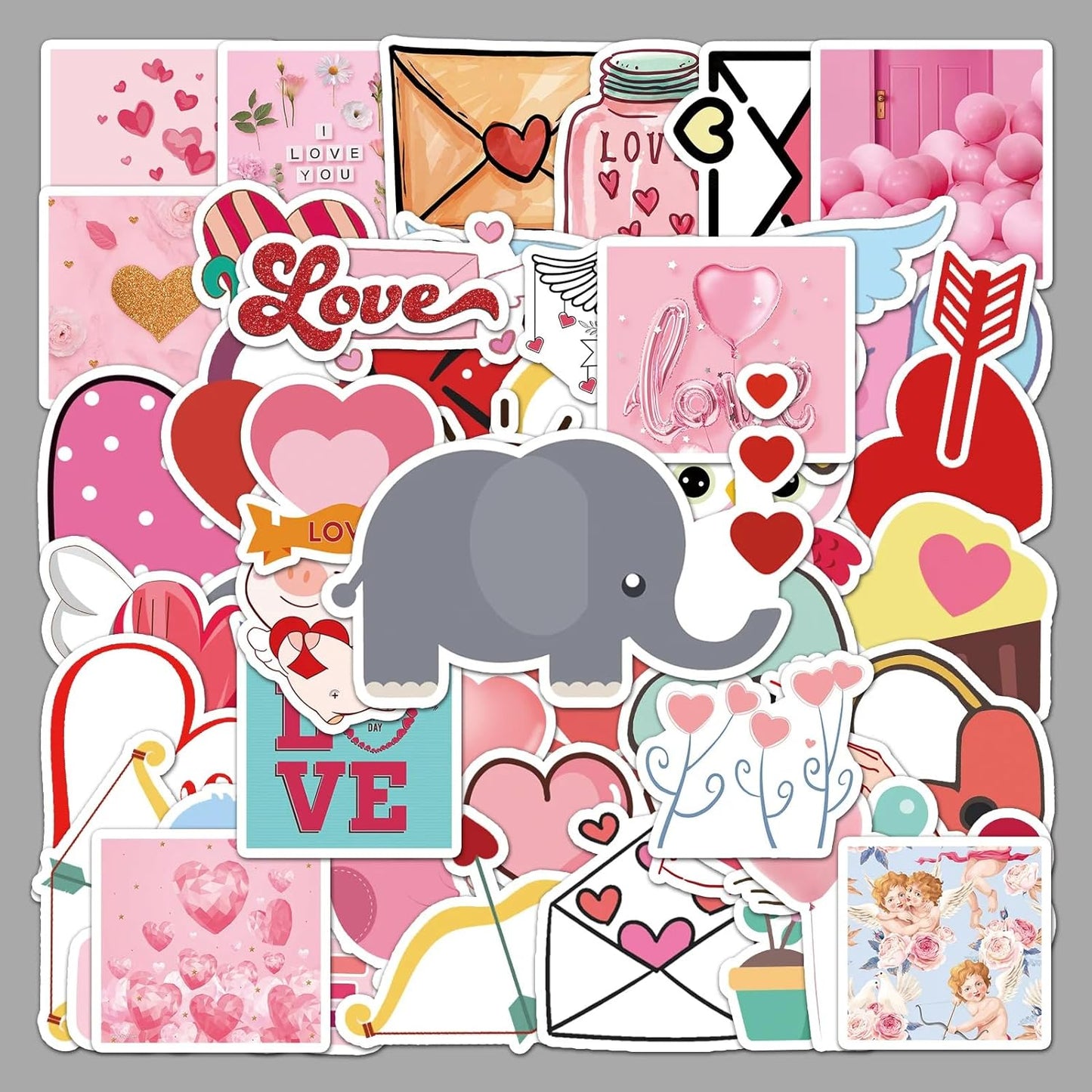 Love Vinyl Stickers | 50 Pieces | Reusable | Good for Laptop, MacBook, Mobile Phone, Refrigerator, Notebook, Closet | Waterproof Stickers |