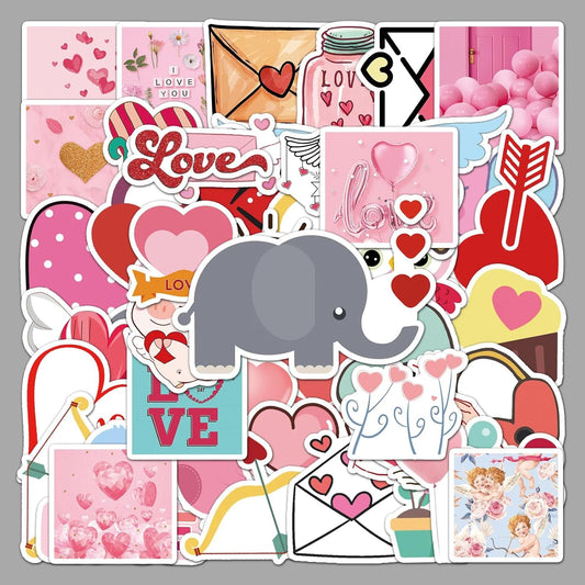 Love Vinyl Stickers | 50 Pieces | Reusable | Good for Laptop, MacBook, Mobile Phone, Refrigerator, Notebook, Closet | Waterproof Stickers |