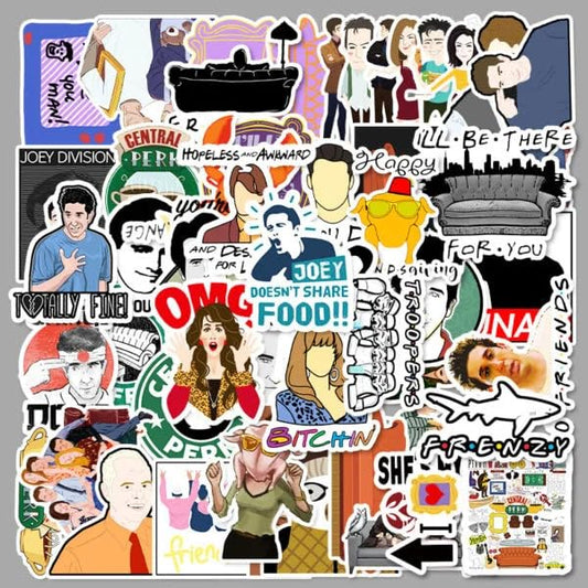 Friends Vinyl Stickers | 50 Pieces | Reusable | Good for Laptop, MacBook, Mobile Phone, Refrigerator, Notebook, Closet | Waterproof Stickers |