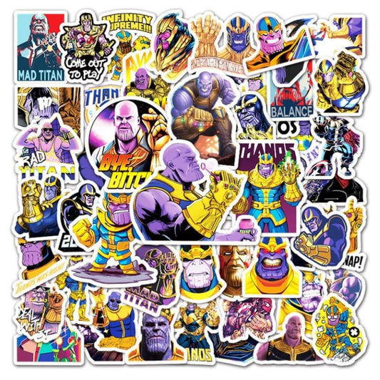 Thanos Vinyl Stickers | 50 Pieces | Reusable | Good for Laptop, MacBook, Mobile Phone, Refrigerator, Notebook, Closet | Waterproof Stickers |