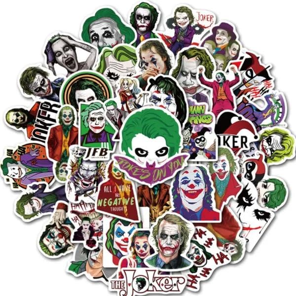 Joker Vinyl Stickers | 50 Pieces | Reusable | Good for Laptop, MacBook, Mobile Phone, Refrigerator, Notebook, Closet | Waterproof Stickers |