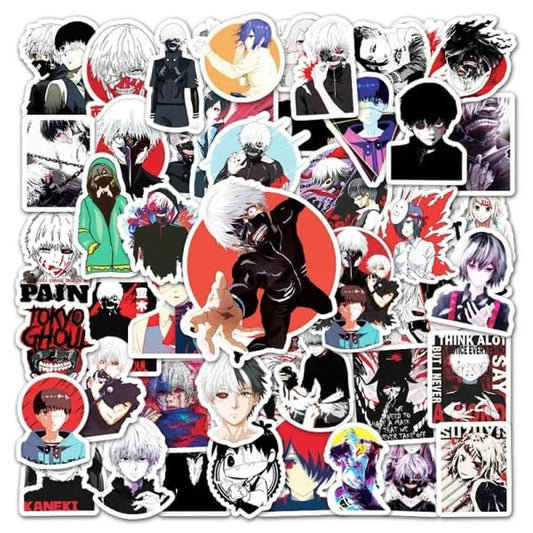 Tokyo Ghoul Vinyl Stickers| 50 Pieces | Reusable | Good for Laptop, MacBook, Mobile Phone, Refrigerator, Notebook, Closet | Waterproof Stickers |