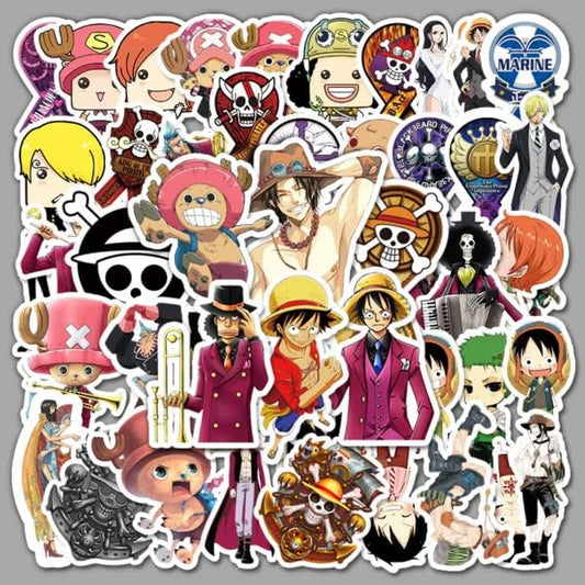 One Piece Vinyl Stickers | 50 Pieces | Reusable | Good for Laptop, MacBook, Mobile Phone, Refrigerator, Notebook, Closet | Waterproof Stickers |