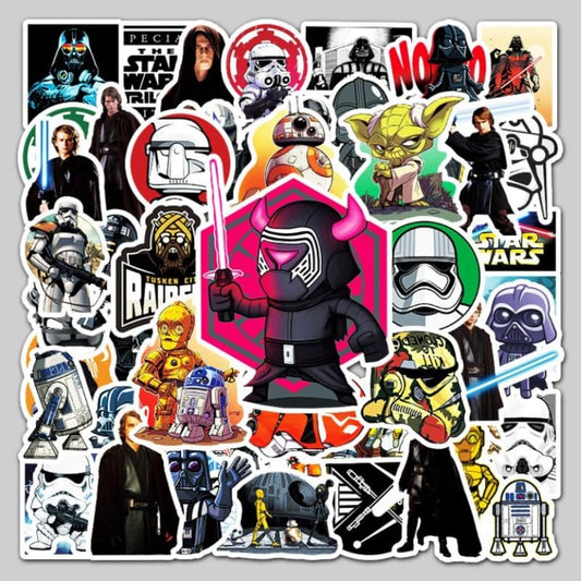 Star Wars Vinyl Stickers | 50 Pieces | Reusable | Good for Laptop, MacBook, Mobile Phone, Refrigerator, Notebook, Closet | Waterproof Stickers |