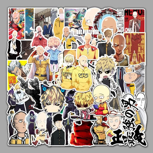 One Punch Man Vinyl Stickers | 50 Pieces | Reusable | Good for Laptop, MacBook, Mobile Phone, Refrigerator, Notebook, Closet | Waterproof Stickers |