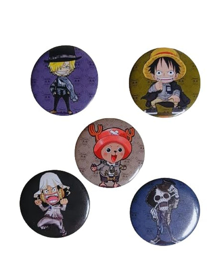 One Piece Design D Anime Inspired Matte Laminated Anti-Scratch Badges | Size 58 mm |Pack of 5 |