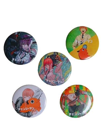 Chainsaw Man Anime Inspired Matte Laminated Anti-Scratch Badges | Size 58 mm |Pack of 5 |