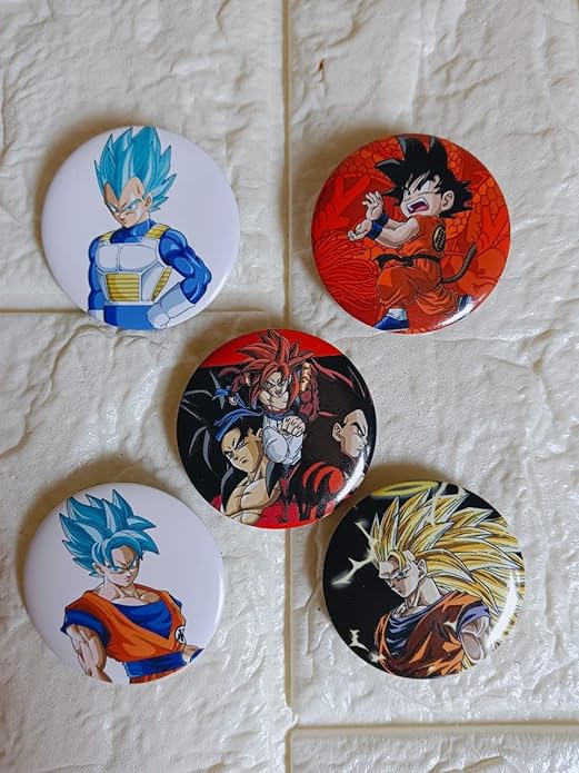 Dragon Ball Z Anime Inspired Matte Laminated Anti-Scratch Badges | Size 58 mm |Pack of 5 |