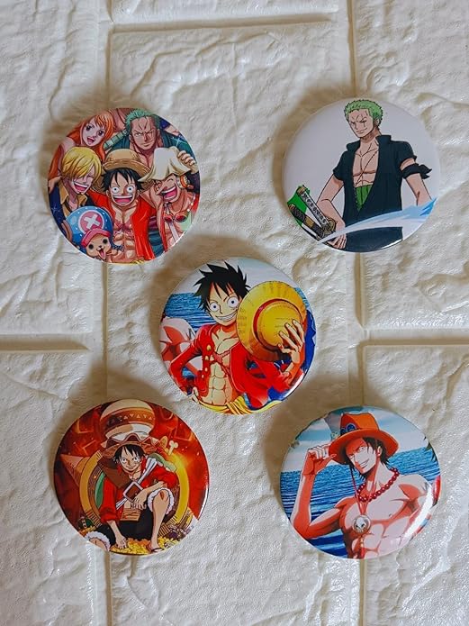 One Piece Design C Anime Inspired Matte Laminated Anti-Scratch Badges | Size 58 mm |Pack of 5 |