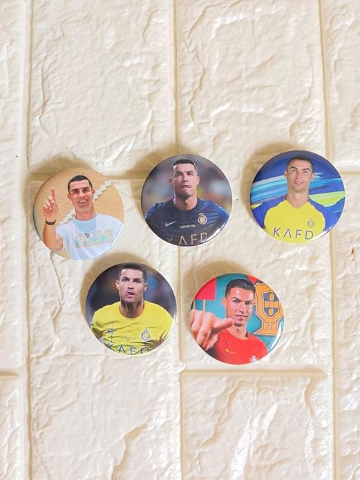 Ronaldo Football Inspired Matte Laminated Anti-Scratch Badges | Size 58 mm |Pack of 5 | CR7 |