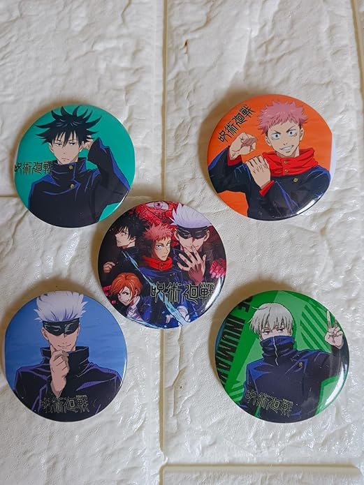 Jujutsu Kaisen Anime Inspired Matte Laminated Anti-Scratch Badges | Size 58 mm |Pack of 5 |