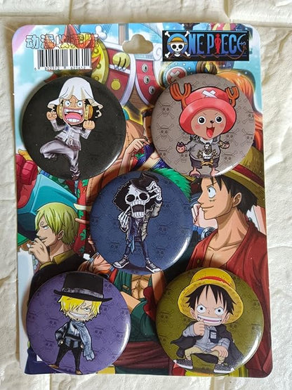 One Piece Design B Anime Inspired Matte Laminated Anti-Scratch Badges | Size 58 mm |Pack of 5 |