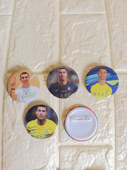 Ronaldo Football Inspired Matte Laminated Anti-Scratch Badges | Size 58 mm |Pack of 5 | CR7 |