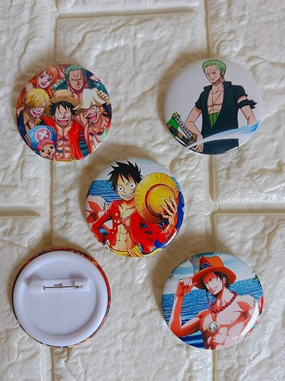 One Piece Design C Anime Inspired Matte Laminated Anti-Scratch Badges | Size 58 mm |Pack of 5 |