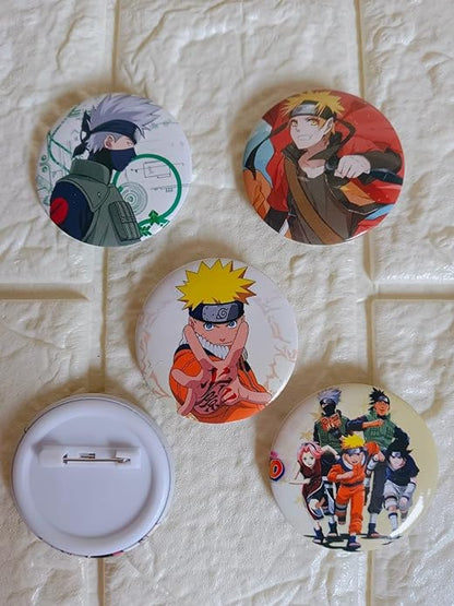 Naruto Anime Inspired Matte Laminated Anti-Scratch Badges | Size 58 mm |Pack of 5 |