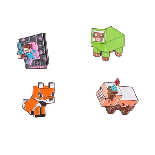 Minecraft Set of 4 Enamel Pin Badge | Zinc Alloy Brooch |