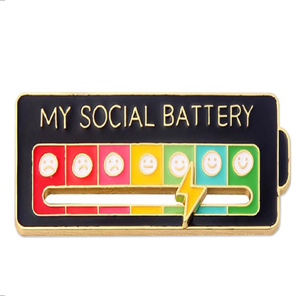 Social Battery Pin Badge - My Social Battery Creative Lapel Pin, Fun Emotional Pin 7 Days A Week | Zinc Alloy Brooch |