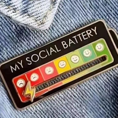 Social Battery Pin Badge - My Social Battery Creative Lapel Pin, Fun Emotional Pin 7 Days A Week | Zinc Alloy Brooch |