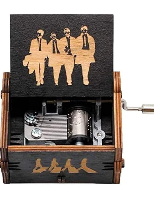 Beatles Wooden Vintage Hand Crank Music Box -Engraved Music Box Kids Toy Desk Decoration