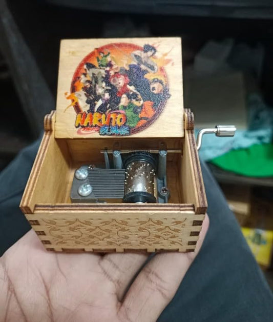 Naruto "All Characters Wooden Vintage Hand Crank Music Box - Engraved Music Box Kids Toy Desk Decoration