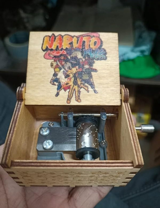 Naruto Characters Wooden Vintage Hand Crank Music Box - Engraved Music Box Kids Toy Desk Decoration