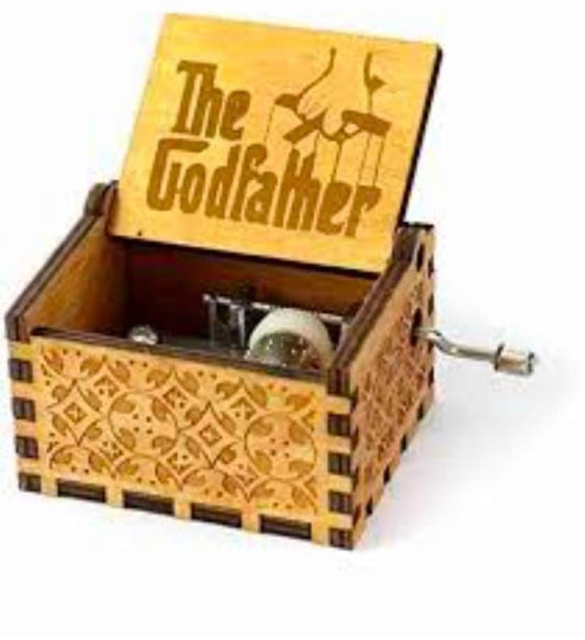 The Godfather Wooden Vintage Hand Crank Music Box - Engraved Music Box Kids Toy Desk Decoration