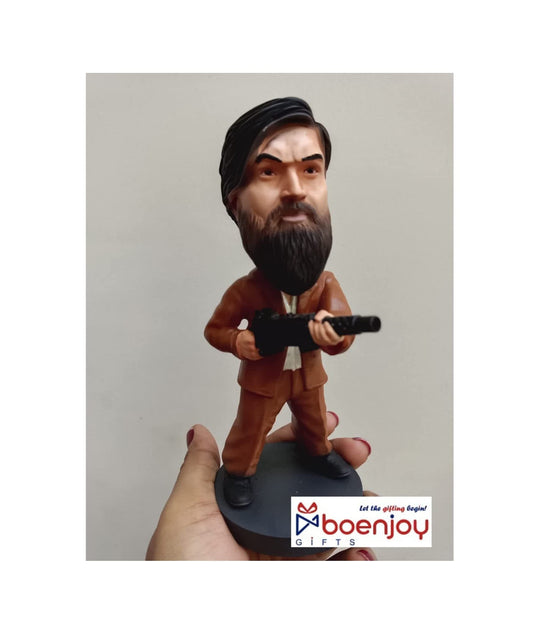 KGF Rocky Gray Coat Polyresin Bobble Head | 16 Cm | Made In India ; Hand Painted | Indian Cinema ; Famous Personality |