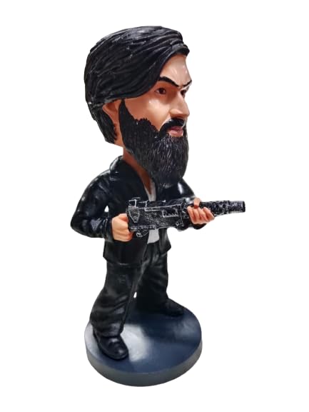 KGF Rocky Black Coat Polyresin Bobble Head | 16 Cm | Made In India ; Hand Painted | Indian Cinema ; Famous Personality |