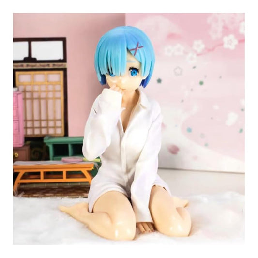 Rem Sitting Pose White Shirt Dress Up Action Figure | Anime Doll | 1 Action Figurine | Manga Action Figure Collection| 11 CM | No Original Box Packing