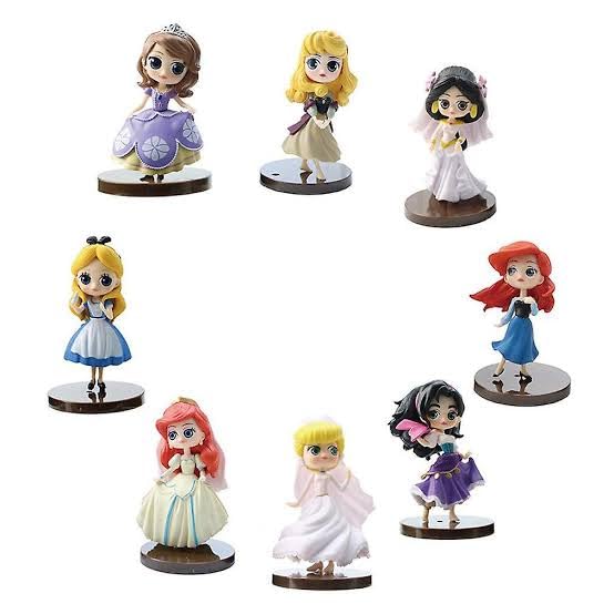 Pack of 8 Princess Mini Figures, Princess Figures Cake Topper, Birthday Decoration, Cake Decoration Accessories, Car Decorations, Table Decorations| 8.5-5 Cm