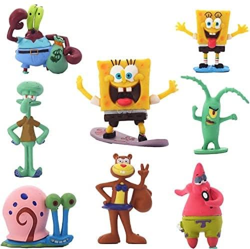 Cute Cartoon Spongebob Figure Set Limited Edition for Car Dashboard, Decoration, Cake, Office Desk & Study Table (3-6cm) Set of 8