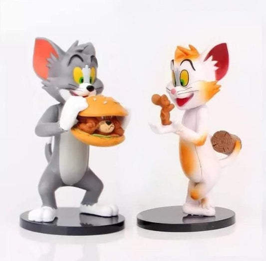 Tom & Jerry - Set of 2 Figures - Action Figure | Best Animated Most Loved Cartoon | Cat & Mouse Partners | Cake Toppers | Room Garden | Design A