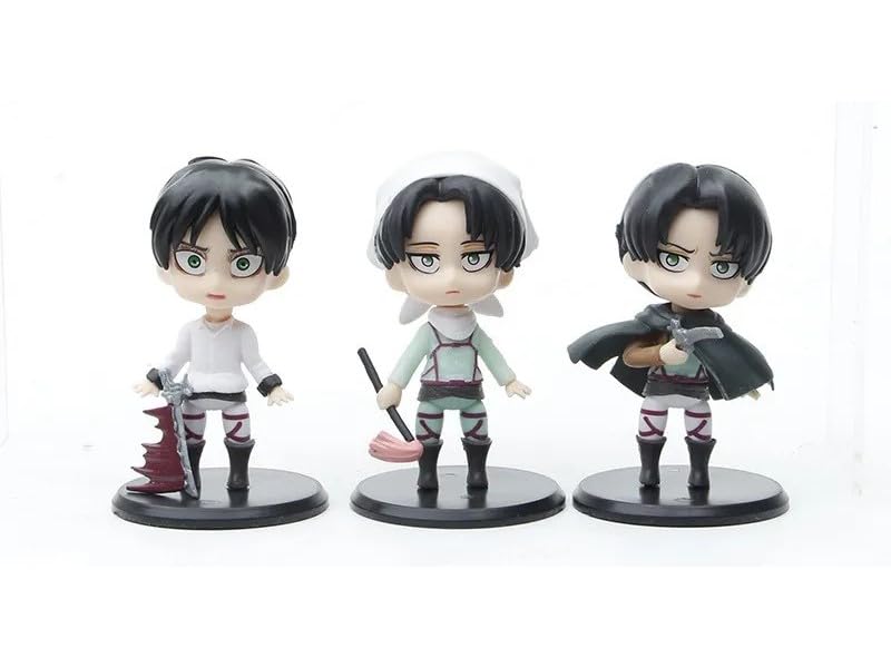 Attack On Titan Action Figure Home Decors, Office Desk and Study Table (Pack of 3) 10 cm