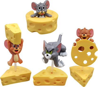 Tom & Jerry Cake Decoration Action Figures 4 pieces Tom & Jerry Mini Figures Set Tom & Jerry Cake Toppers Mini Cartoon Figures for Kids Birthday Decor Ornaments Party