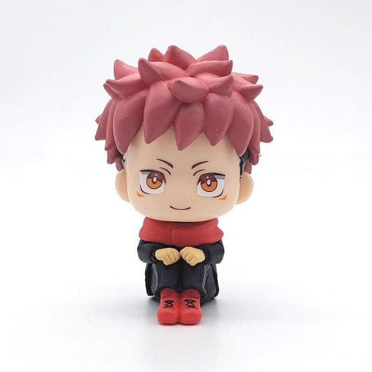 Jujutsu Kaisen - Yuji Itadori Anime Figure | Sitting Pose | 1 pc only | No Box Packing | 11 cm | Car Dashboard Study Table Office Desk Collectible (Yuji Itadori)