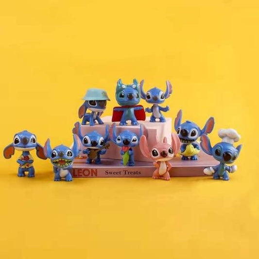 Lilo & Stitch - Set of 10 Figures - Action Figures | Best Animated Science Fiction Comedy-Drama | 5.5cm | Cake Toppers | Room Garden | 10 Pcs