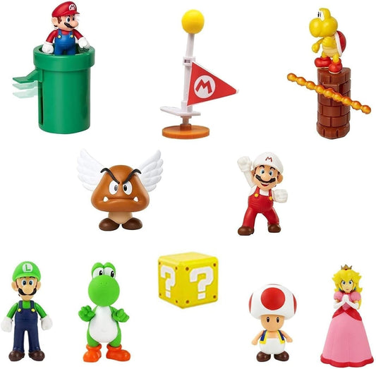 Super Mario Toys – Set of 12 Figures with Luigi and Yoshi,Goomba.Princess Peach– Mario Action Figures with Movable Heads Playset for Playing or Decoration– 3-inch Mario Figures